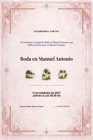 Manuel Antonio Beach Wedding invitation design
