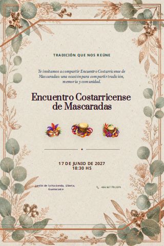 Costa Rican Masquerade Gathering invitation preview