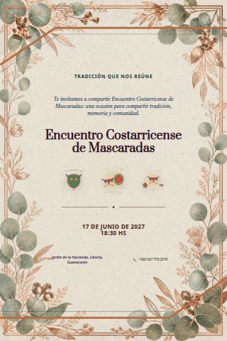 Costa Rican Masquerade Gathering invitation design preview