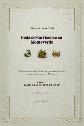 Costa Rican Monteverde Forest Wedding invitation preview