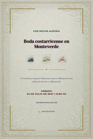 Costa Rican Monteverde Forest Wedding invitation design preview