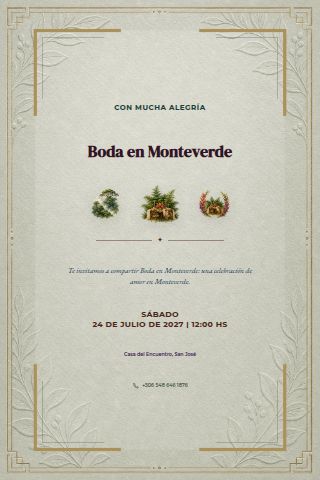 Monteverde Forest Wedding invitation design