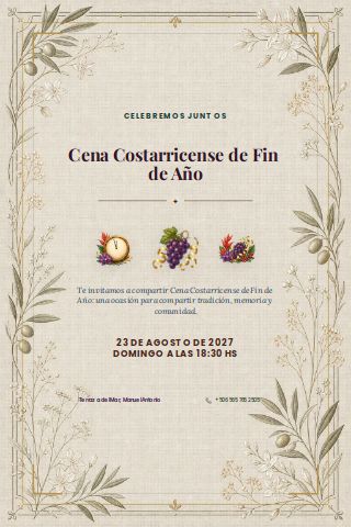 Costa Rican New Year's Eve Dinner invitation preview