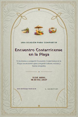 Costa Rican Pacific Beach Gathering invitation preview