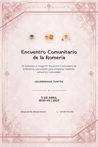 Costa Rican Romería Community Gathering invitation design preview