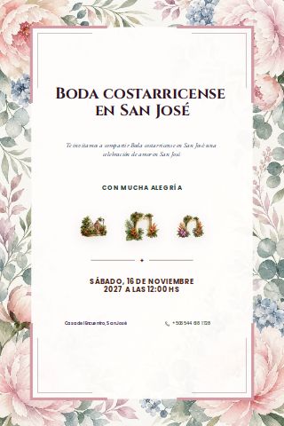 Costa Rican San José Garden Wedding invitation preview