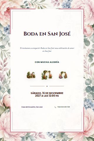 San José Garden Wedding invitation design