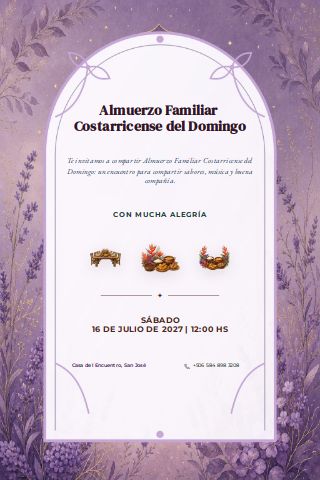 Costa Rican Sunday Family Lunch invitation preview