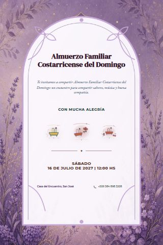 Costa Rican Sunday Family Lunch invitation design preview