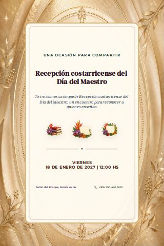 Costa Rican Teachers' Day Reception invitation preview