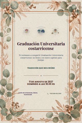 Costa Rican University Graduation invitation design preview