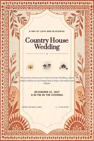 Country House Wedding invitation design preview