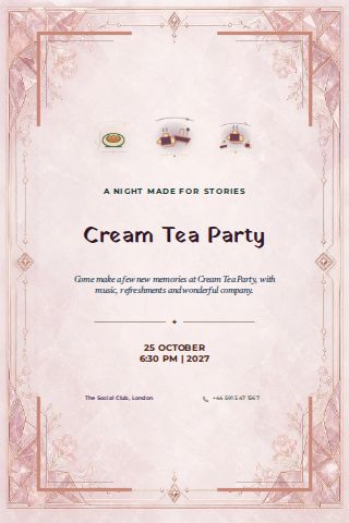 Cream Tea Party invitation design preview