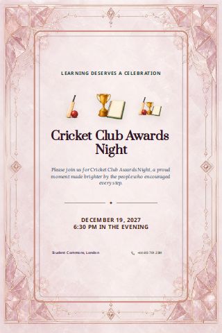 Cricket Club Awards Night invitation preview