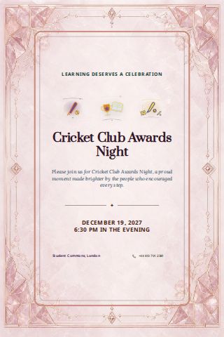 Cricket Club Awards Night invitation design preview