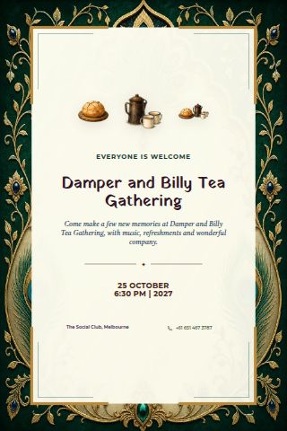 Damper and Billy Tea Gathering invitation preview