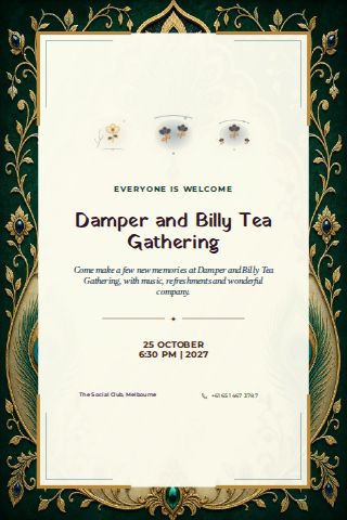Damper and Billy Tea Gathering invitation design preview