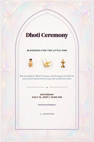 Dhoti Ceremony invitation preview
