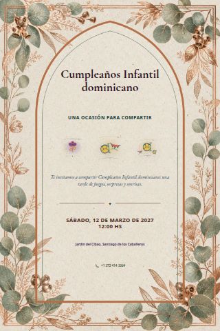 Dominican Children's Birthday invitation design preview