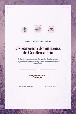 Dominican Confirmation Celebration invitation design preview