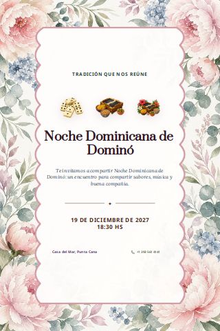 Dominican Domino Night invitation preview