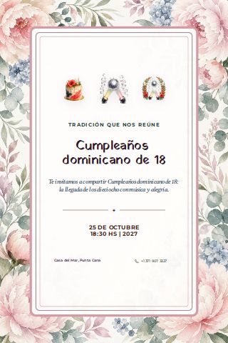 Dominican Eighteenth Birthday invitation preview