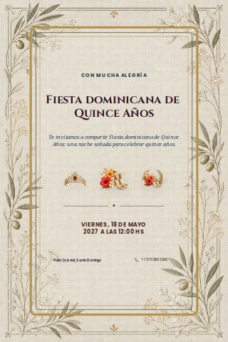 Dominican Fiesta de Quince invitation preview