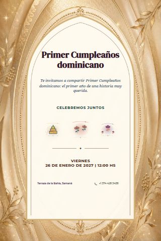 Dominican First Birthday invitation design preview