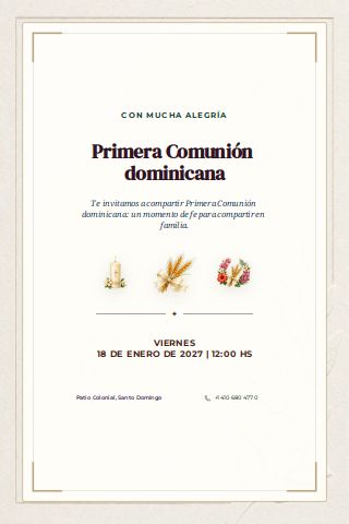 Dominican First Communion invitation preview