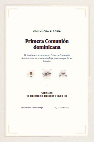 Dominican First Communion invitation design preview