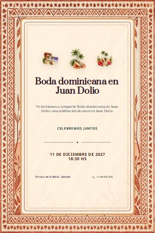 Dominican Juan Dolio Seaside Wedding invitation preview