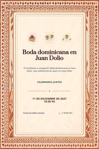 Dominican Juan Dolio Seaside Wedding invitation design preview