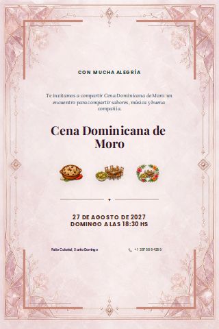 Dominican Moro Dinner invitation preview