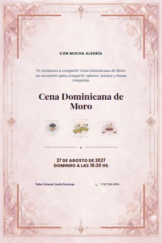 Dominican Moro Dinner invitation design preview