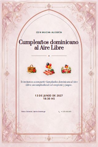 Dominican Outdoor Birthday Picnic invitation preview