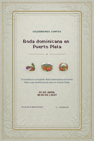 Dominican Puerto Plata Coastal Wedding invitation preview