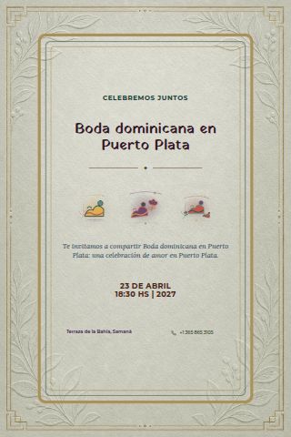 Dominican Puerto Plata Coastal Wedding invitation design preview