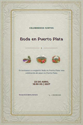 Puerto Plata Coastal Wedding invitation design