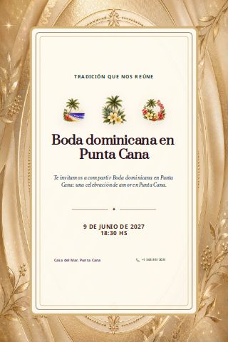 Dominican Punta Cana Beach Wedding invitation preview