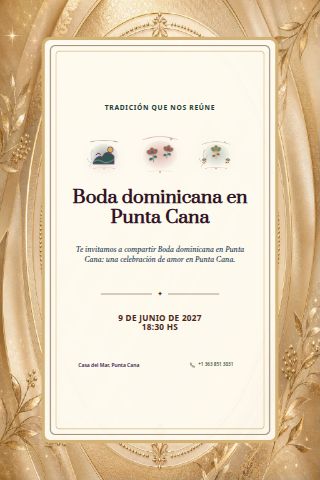 Dominican Punta Cana Beach Wedding invitation design preview