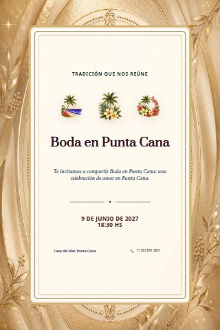 Punta Cana Beach Wedding invitation design