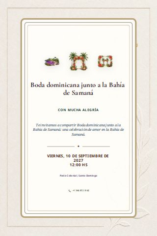 Dominican Samaná Bay Wedding invitation preview