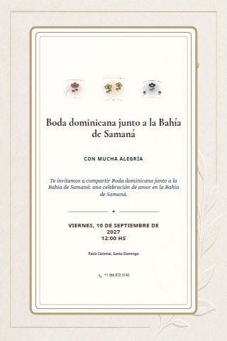 Dominican Samaná Bay Wedding invitation design preview