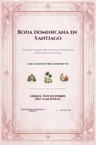 Dominican Santiago Garden Wedding invitation preview