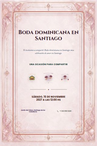 Dominican Santiago Garden Wedding invitation design preview