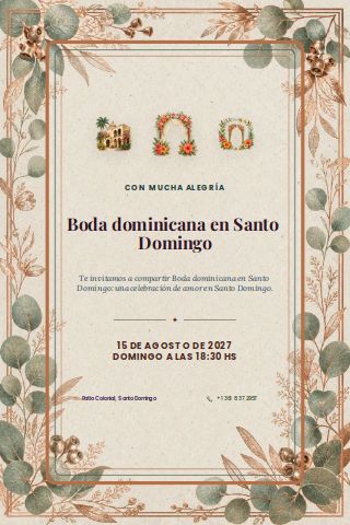 Dominican Santo Domingo Colonial Wedding invitation preview