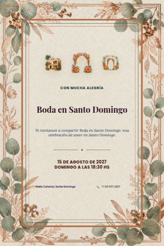 Santo Domingo Colonial Wedding invitation design