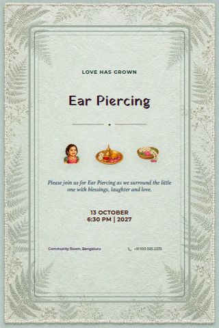 Ear Piercing invitation preview