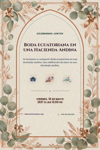 Ecuadorian Andean Hacienda Wedding invitation design preview