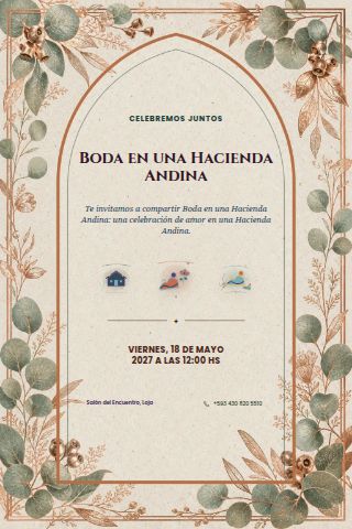 Andean Hacienda Wedding invitation design